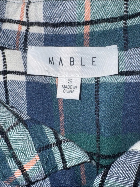 MABLE Oversized Plaid Flannel Frayed Hi-Lo Hem Cropped Boxy Fit Size Small - Picture 5 of 9